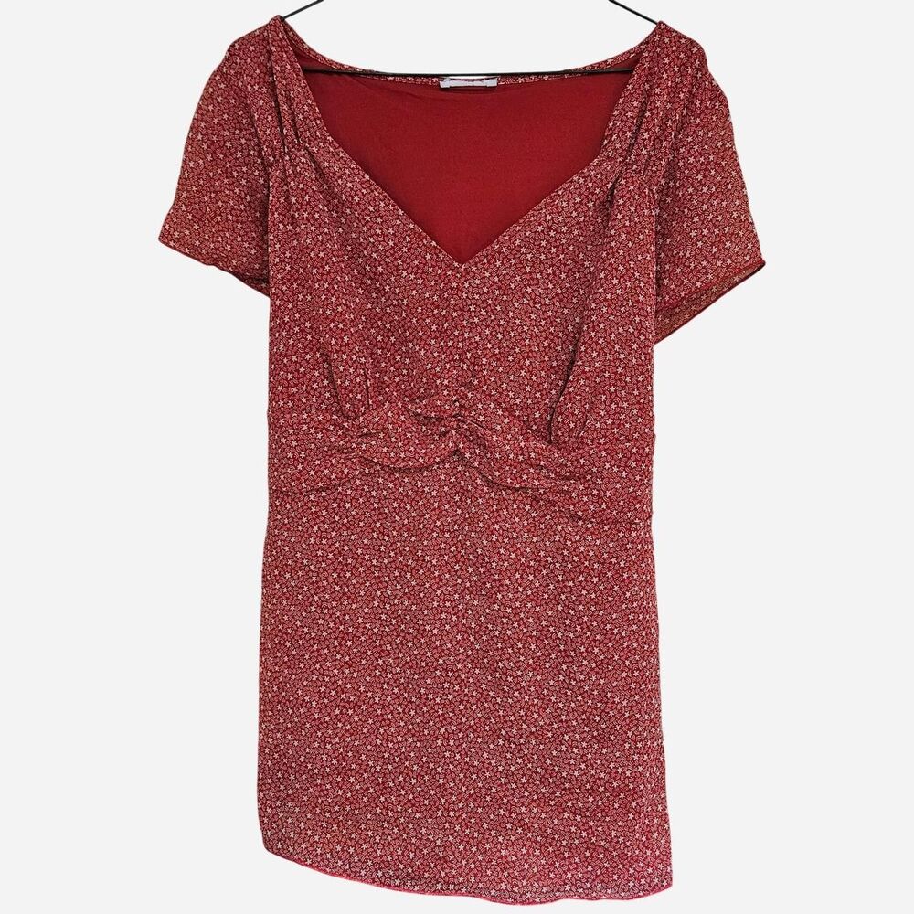 y2k boho whimsigoth red floral top plus size
